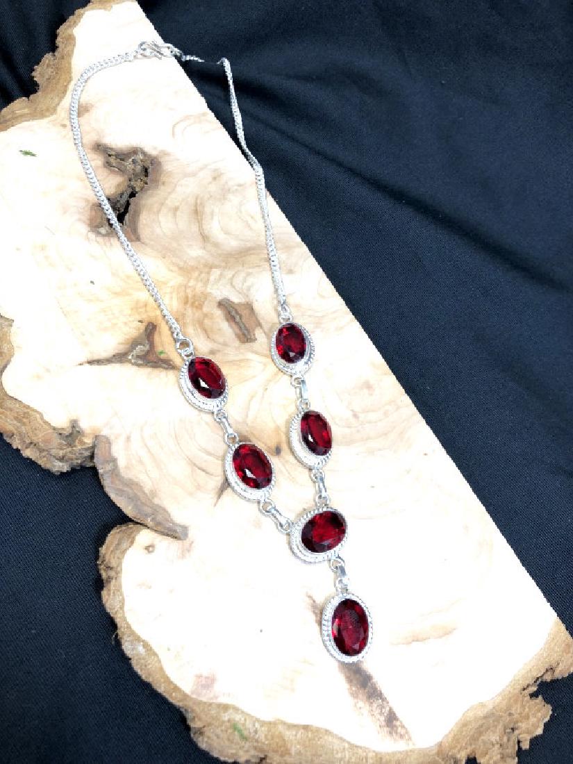 FACETED MOZAMBIQUE GARNET STERLING SILVER NECKLACE (1 of 1)