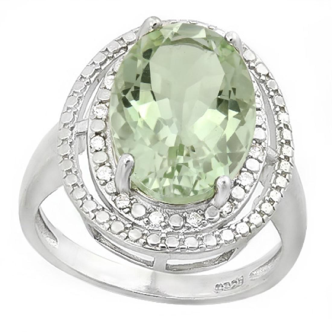 HUGE 6CT GREEN AMETHYST OVAL ART DECO RING (1 of 1)