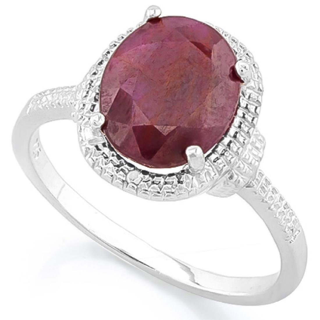 LUXURIOUS 3CT RUBY/DIAMOND STERLING ESTATE RING (1 of 1)