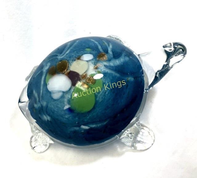 BEATIFUL TEAL/GOLD SPOT MURANO GLASS TURTLE (1 of 1)