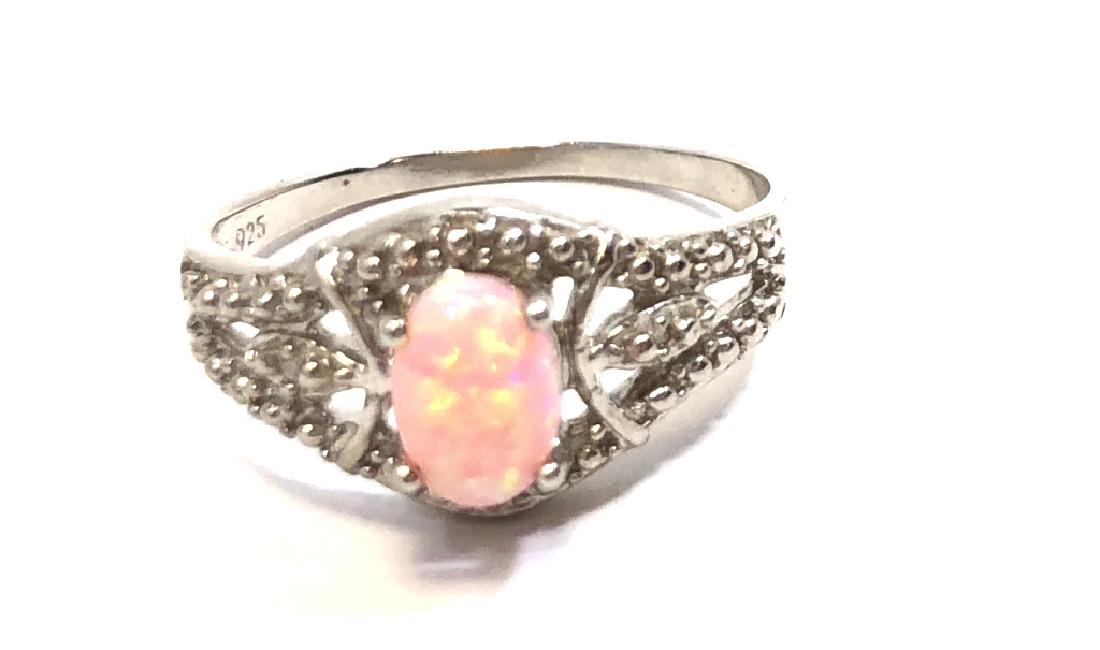 FANCY FILIGREE STYLE PINK FIRE OPAL STERLING RING (1 of 1)