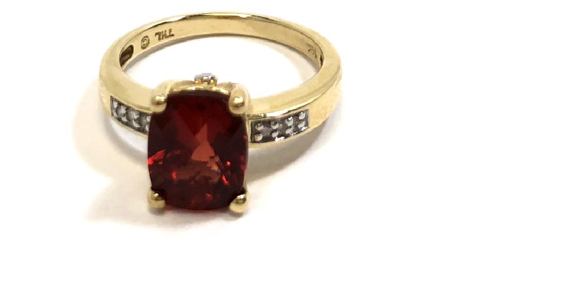 SMASHING 14K GOLD RASPBERRY GARNET & DIAMOND RING (1 of 1)