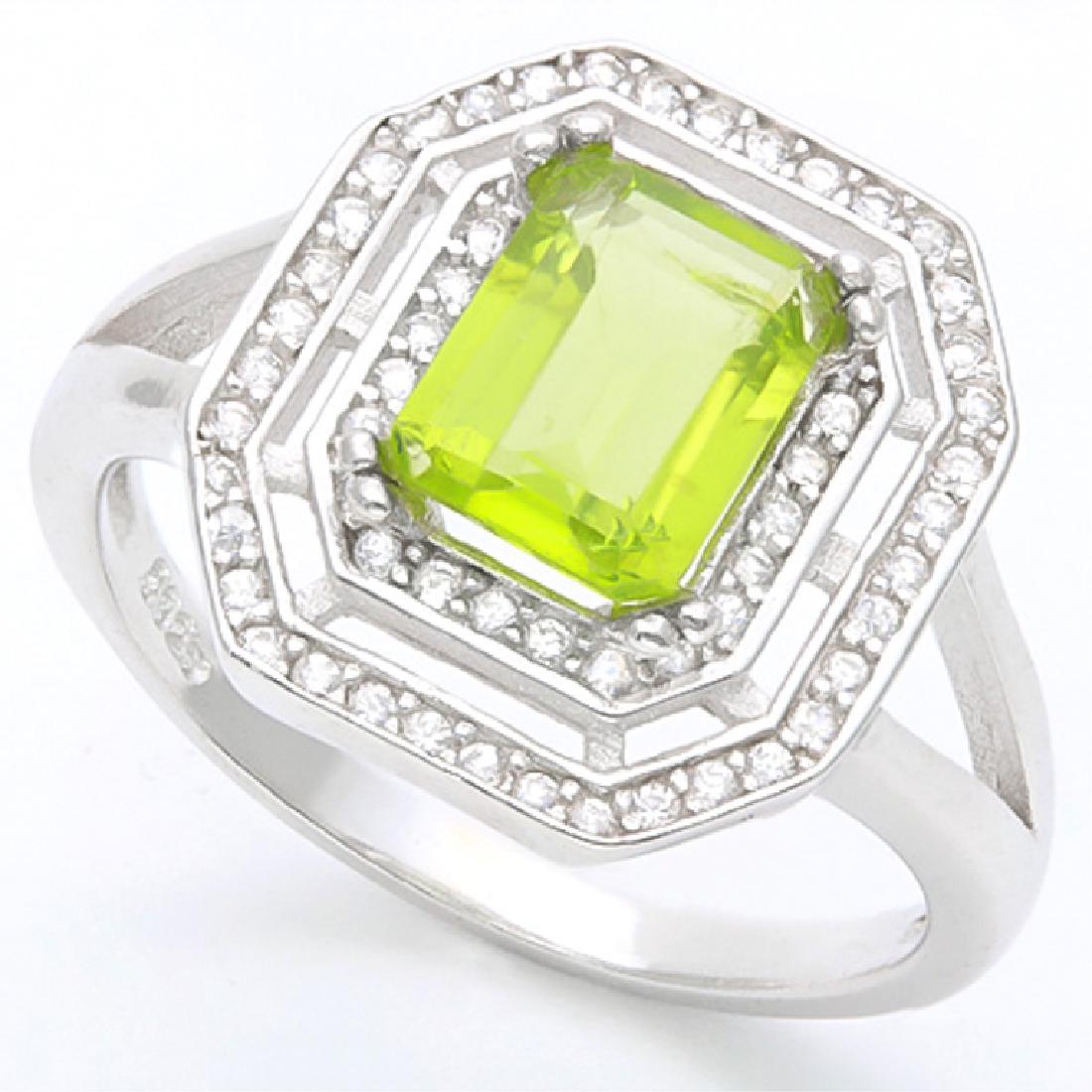 1CT ART DECO PERIDOT/DIAMOND STERLING RING (1 of 1)