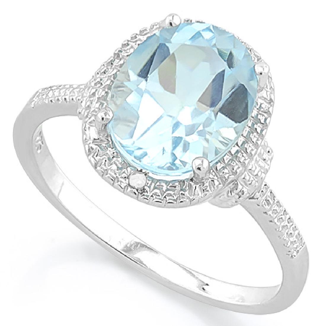 SPARKLING 3CT BABY BLUE TOPAZ OVAL SET RING (1 of 1)