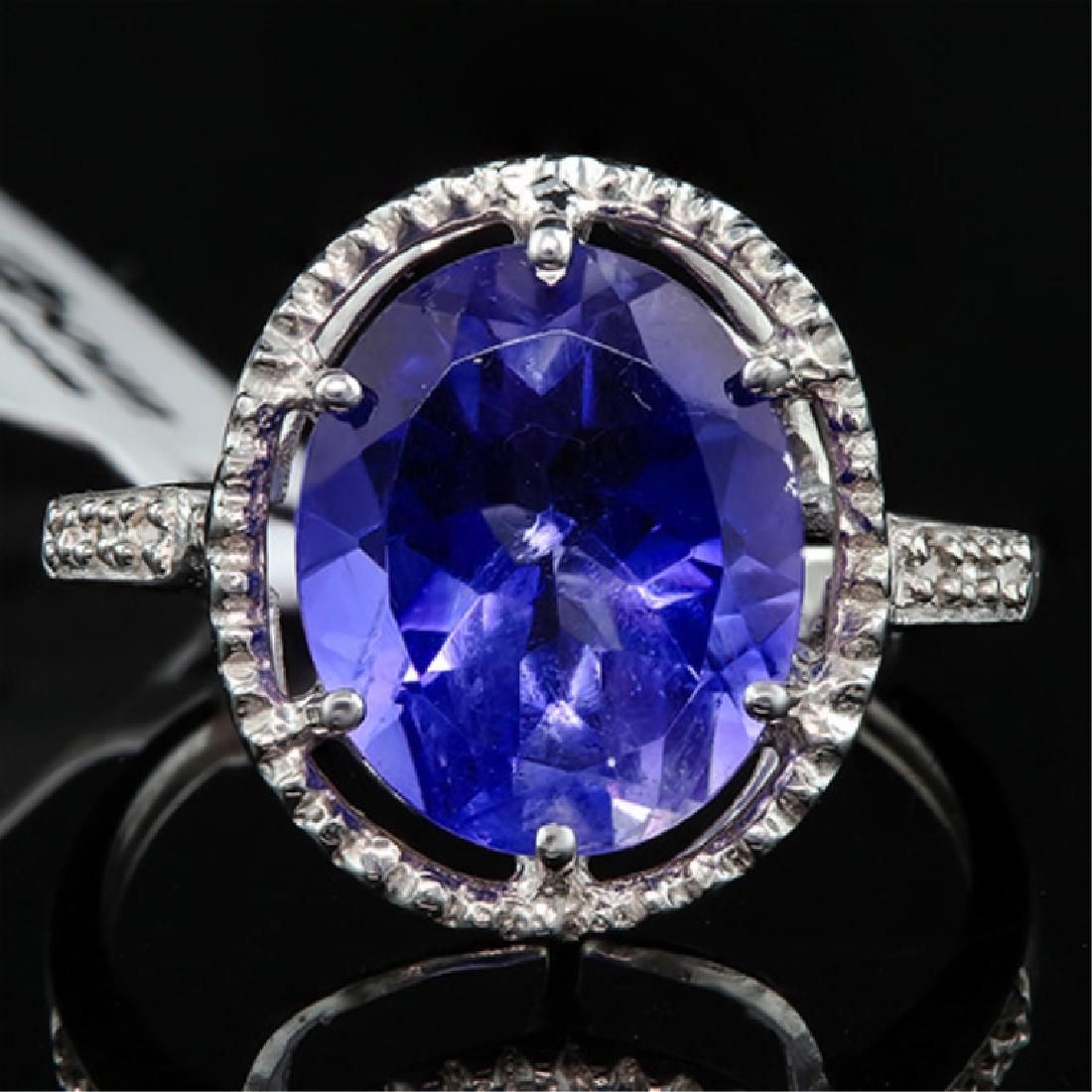 GORGEOUS 10K WHITE GOLD TANZANITE/DIAMOND RING (1 of 1)