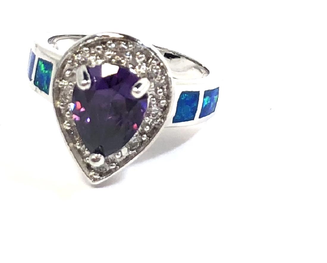 LOVELY PEAR CUT 2CT AMETHYST/FIRE OPAL ESTATE RING (1 of 1)