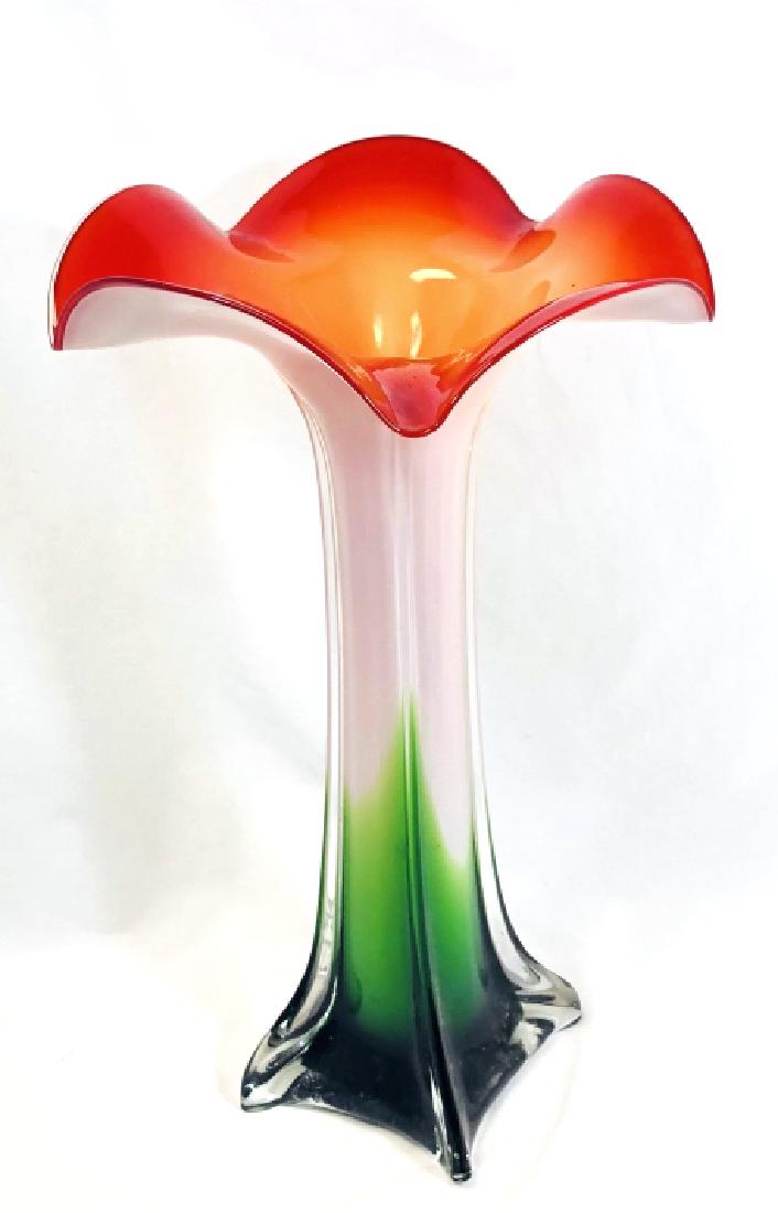 BEAUTIFUL TALL MURANO TRUMPET TULIP GLASS VASE