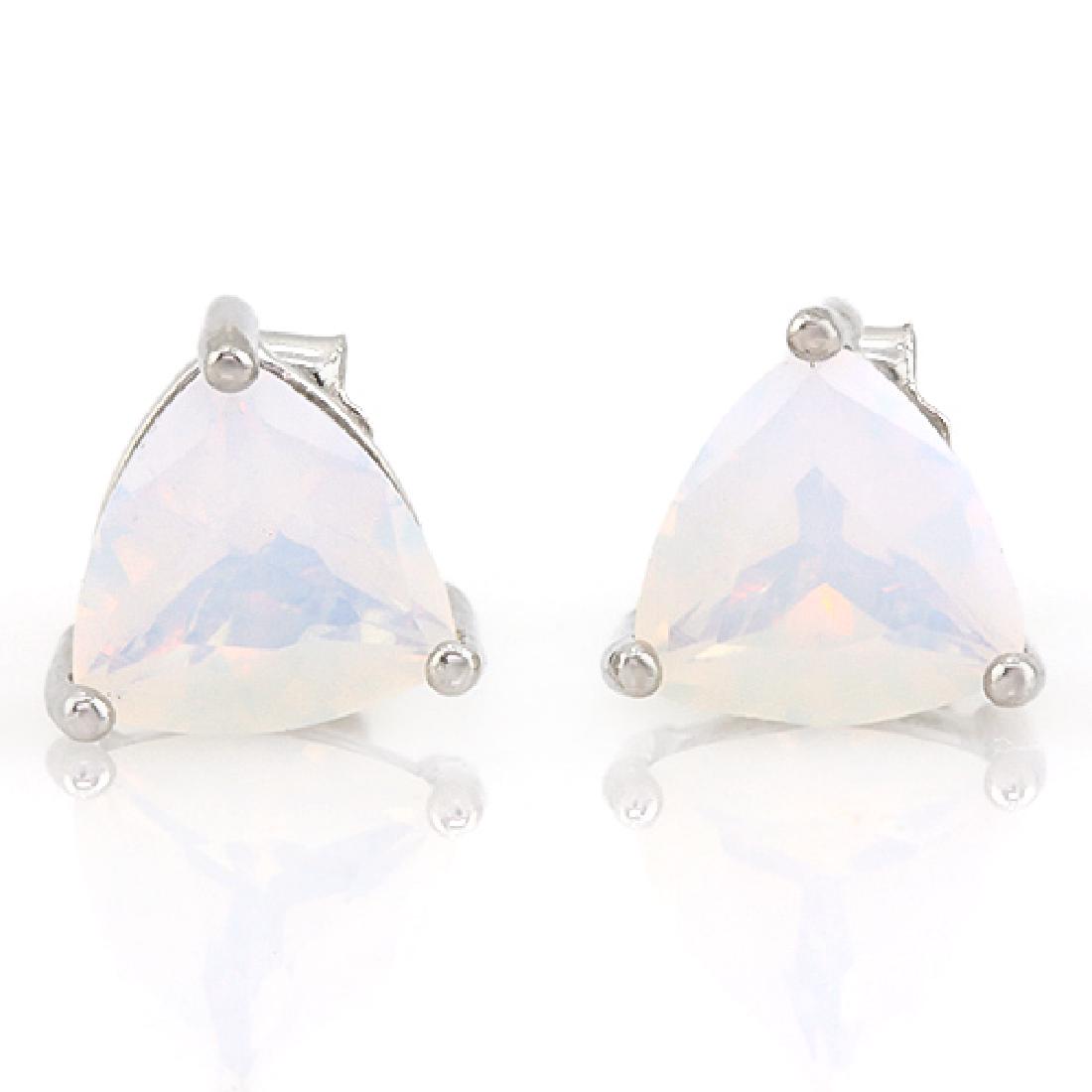 FABULOUS TRILLION CUT 1CT FIRE OPAL STERLING EARRINGS (1 of 1)