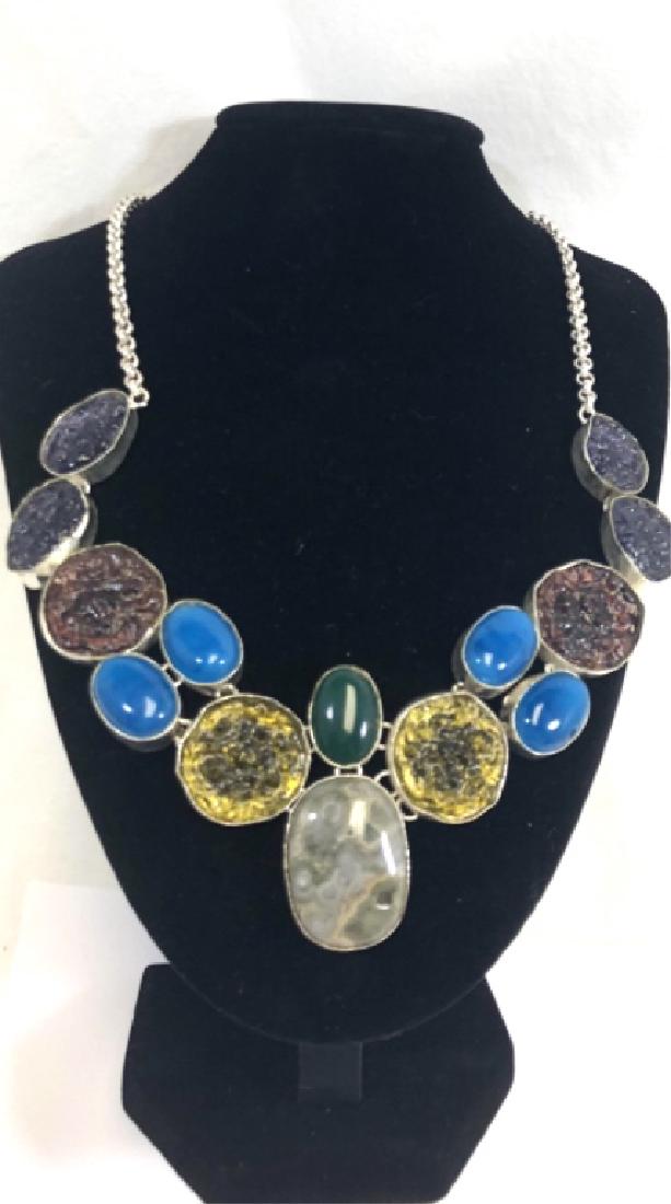 UNIQUE HANDMADE STERLING MUTLI GEMSTONE NECKLACE (1 of 1)