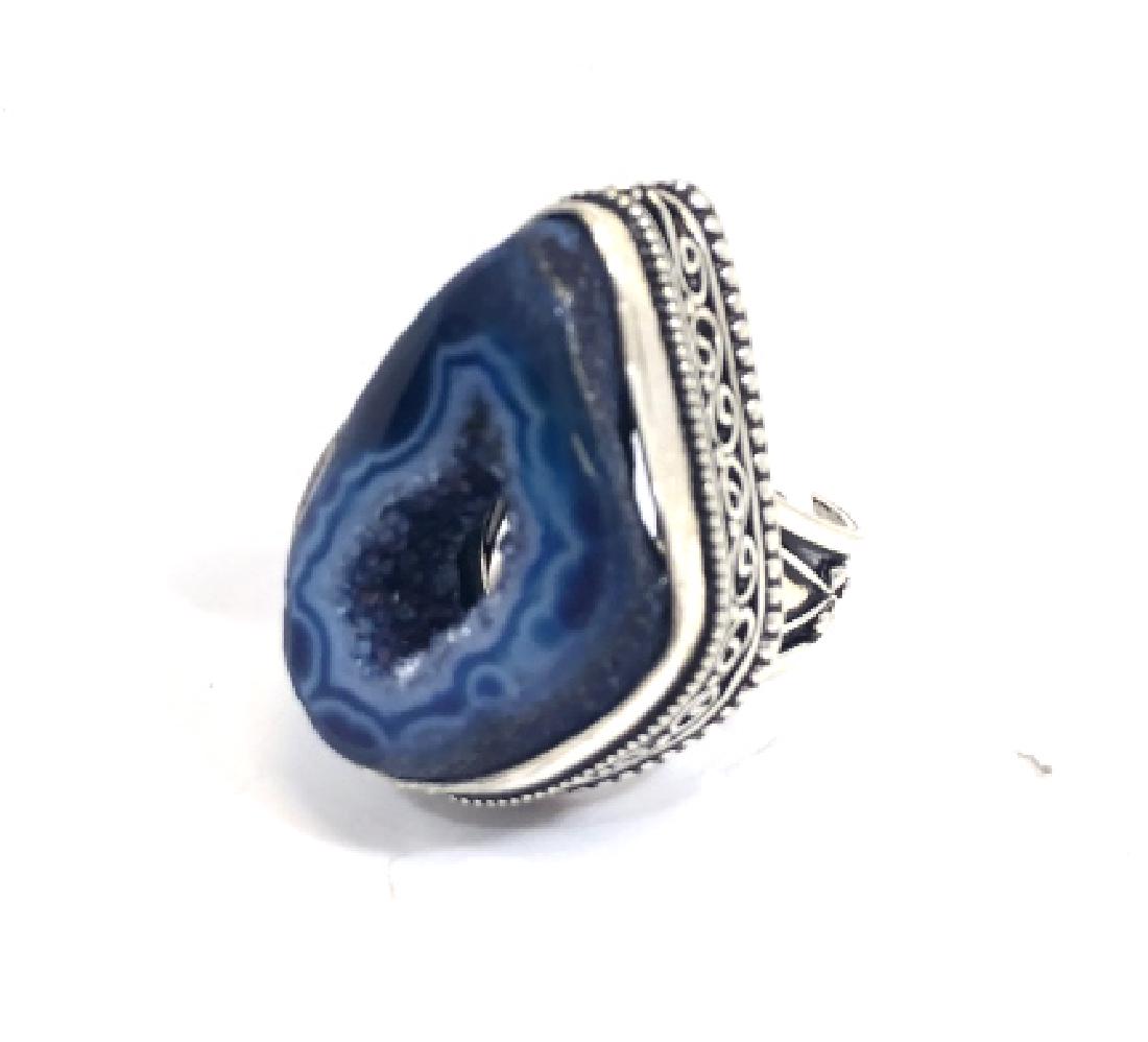 22CT BLUE BOTSWANA DRUZY AGATE STERLING RING (1 of 1)