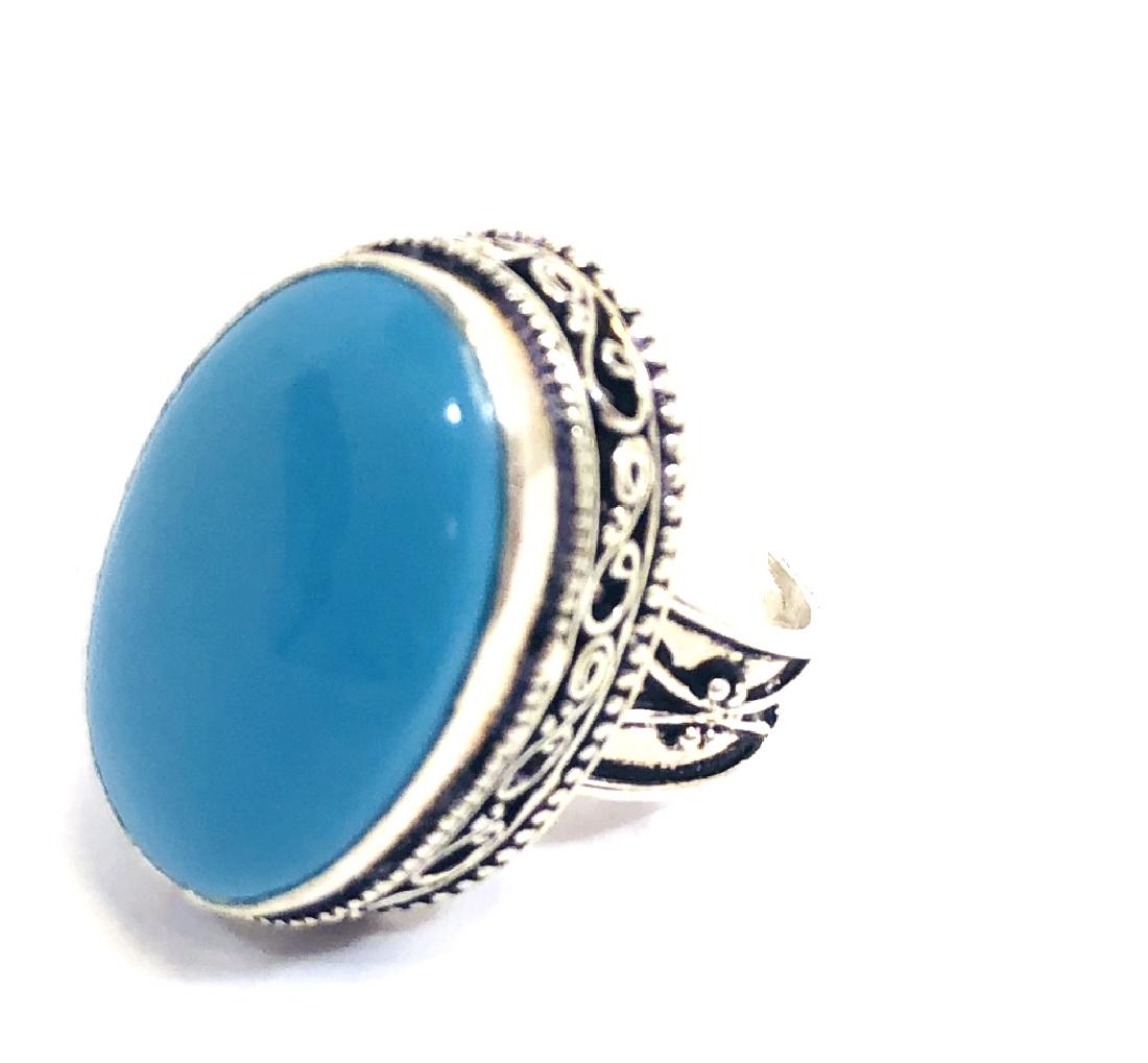 17CT SMOOTH TURQUOISE GEMSTONE FILIGREE RING (1 of 1)
