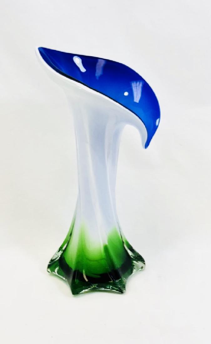 EXQUISITE MURANO CALA LILLY VINTAGE GLASS VASE: 7"H MINT CONDITION/EXQUISITE MURANO CALA LILLY VINTAGE GLASS VASE
