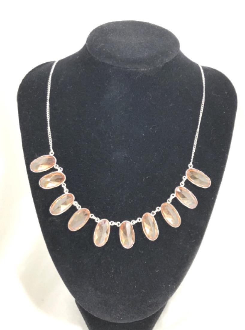 LADIES LONG FACETED SPARKLING GEMSTONE NECKLACE (1 of 1)