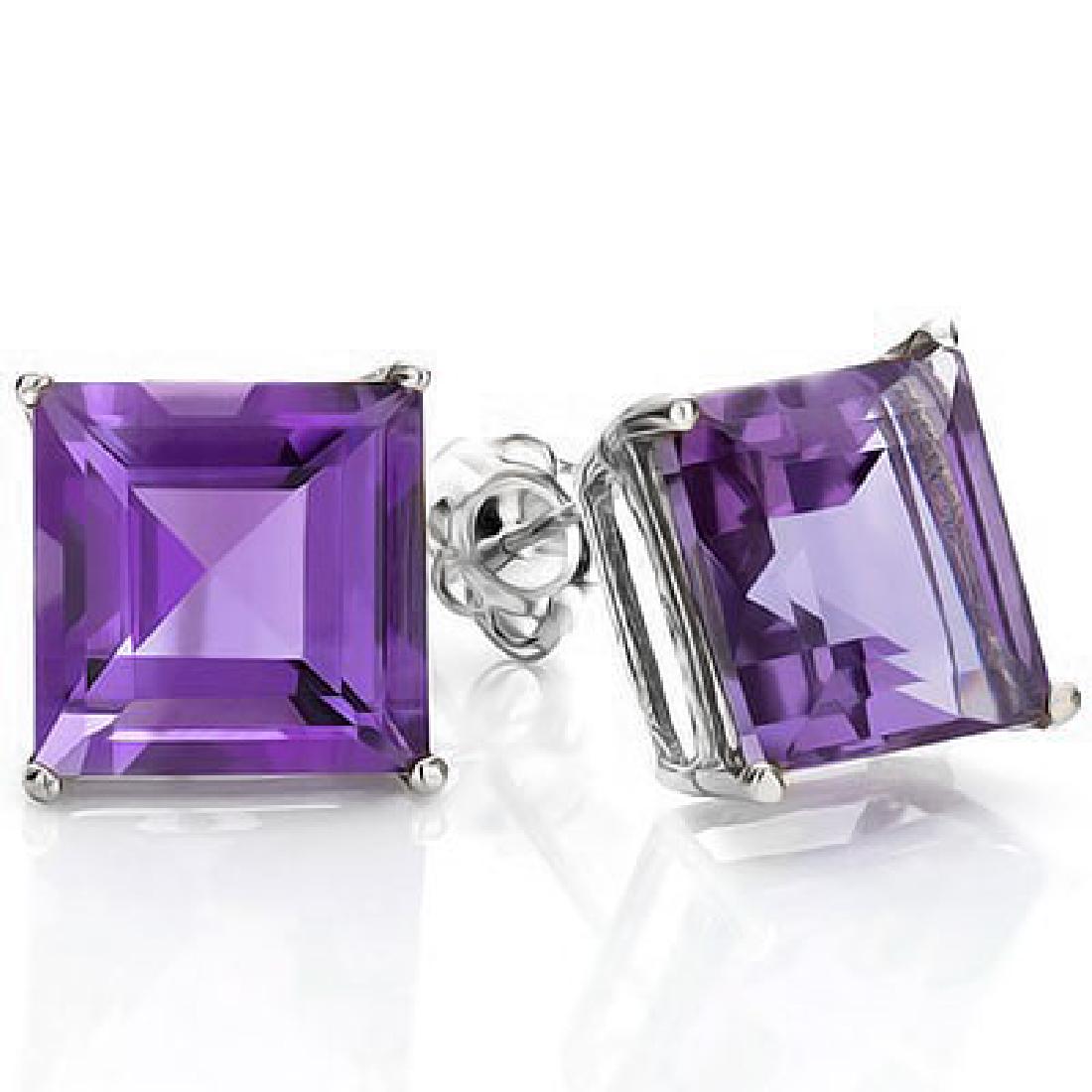 FANTASTIC PRINCESS CUT 2CT AMETHYST EARRINGS (1 of 1)