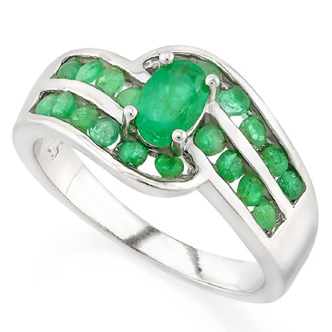 LOVELY GENUINE EMERALD MUTLI STONE STERLING RING (1 of 1)