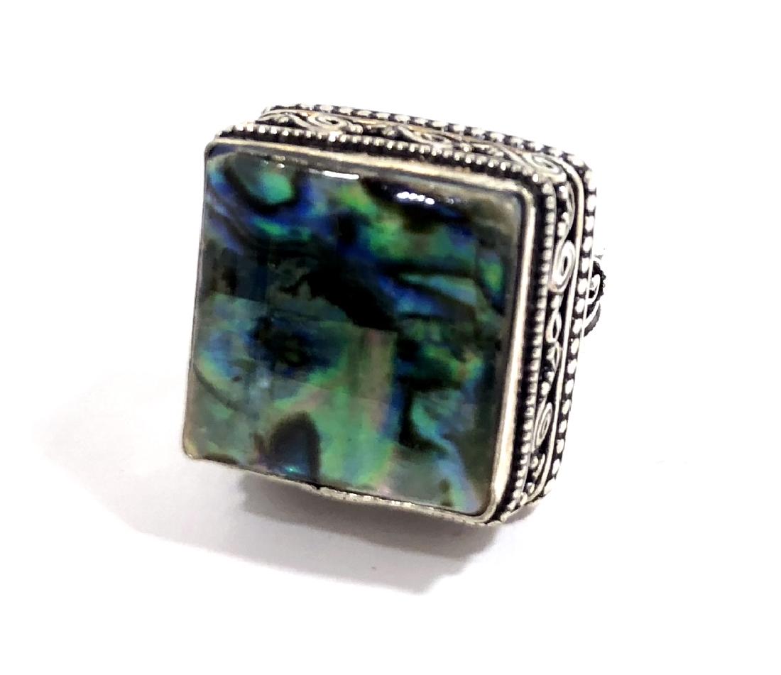 COOL ABALONE SHELL SQUARE CUT STERLING RING (1 of 1)