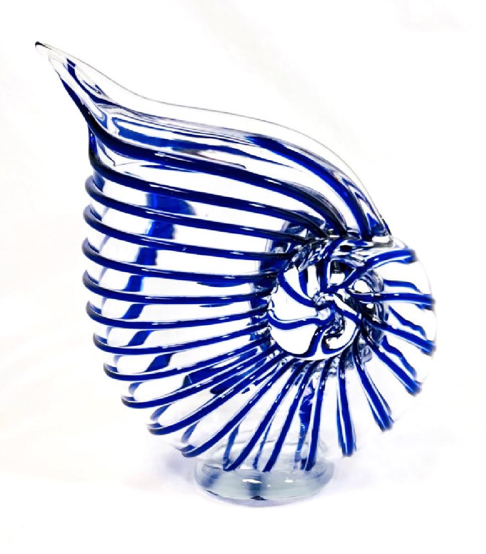 GORGEOUS COBALT GLASS WRAP MURANO SHELL SCULPTURE (1 of 1)