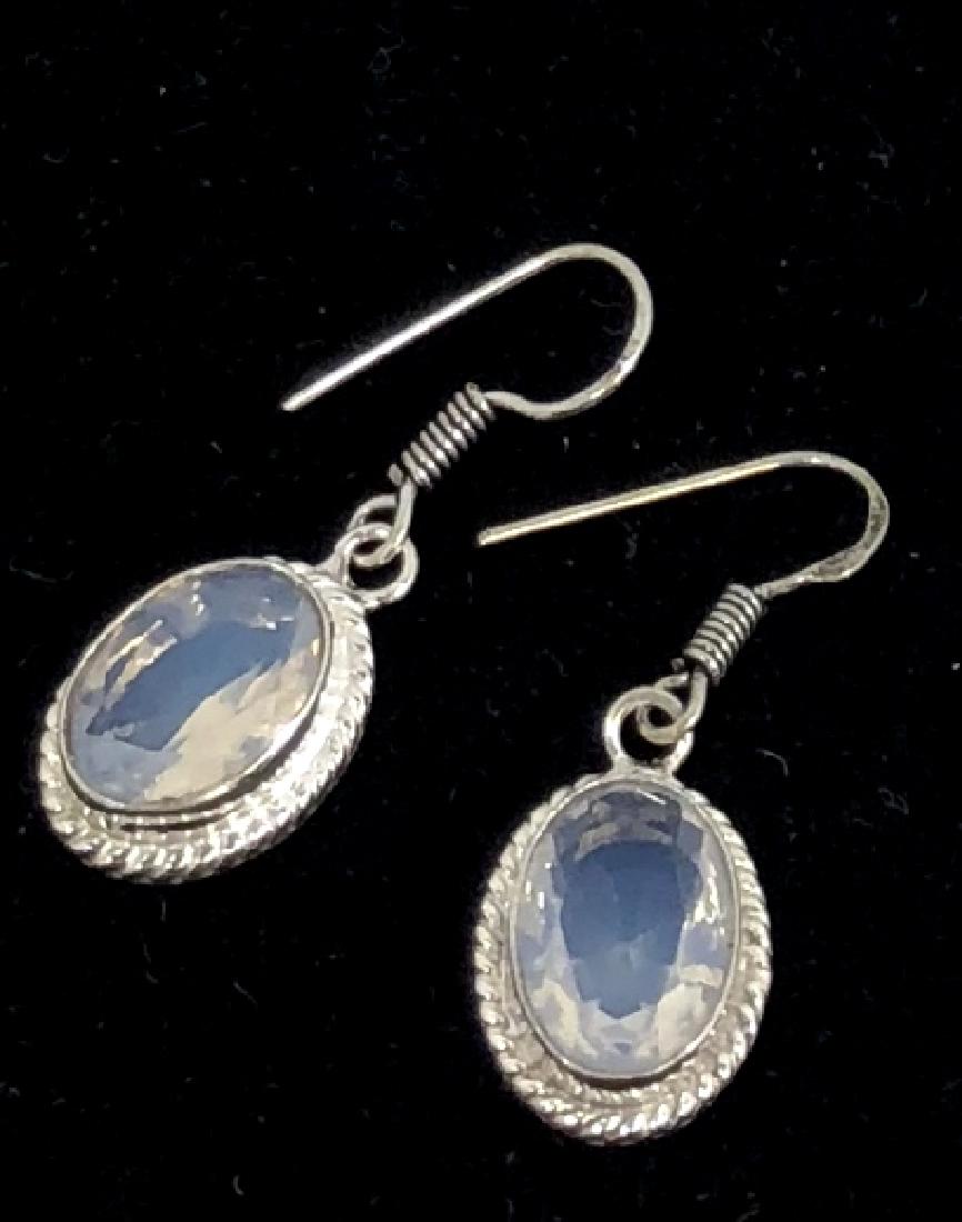 LADIES STERLING SILVER FACETED MOONSTONE EARRINGS (1 of 1)
