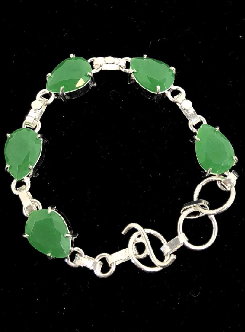 GLAM 25CT PEAR CUT EMERALD GEMSTONE LADIES BRACELET (1 of 1)