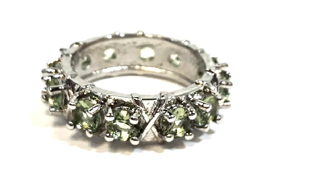GORGEOUS 3CT ROW GREEN AMETHYST DECO STERLING RING (1 of 1)