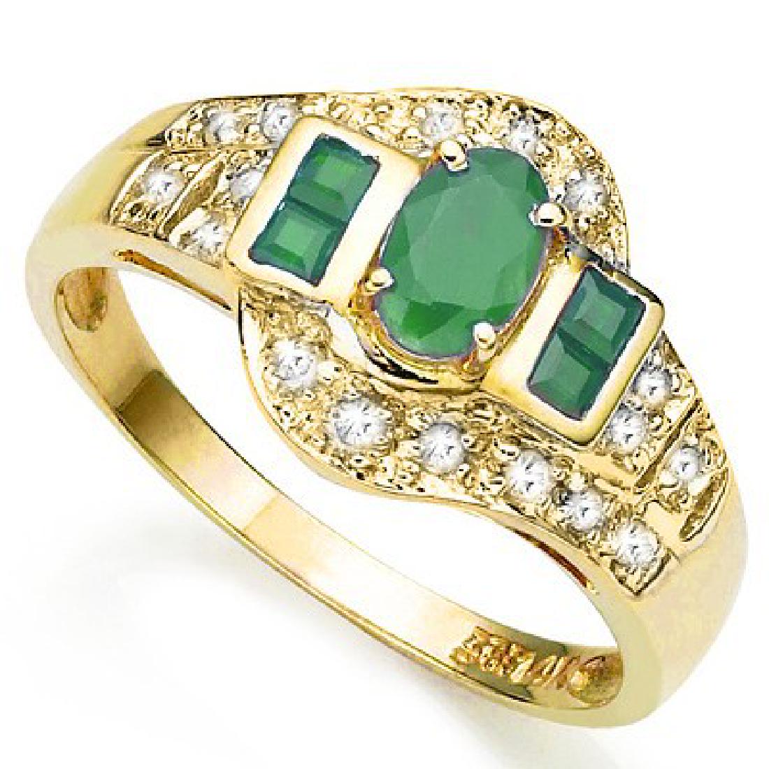 STUNNING 10K GOLD GENUINE EMERALD/DIAMOND RING (1 of 1)
