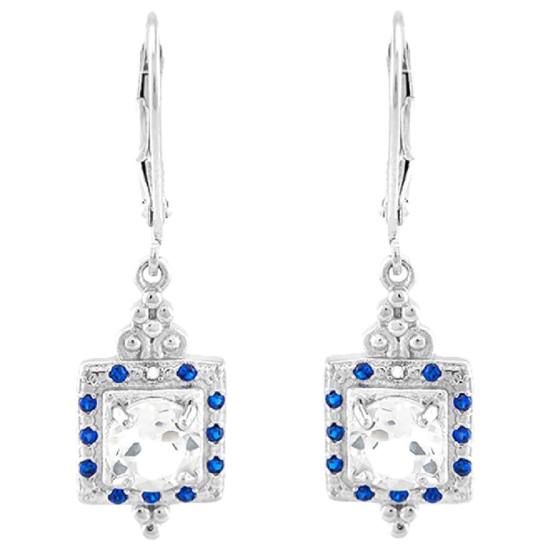 STERLING WHITE TOPAZ/SAPPHIRE STERLING DROP ERGS (1 of 1)