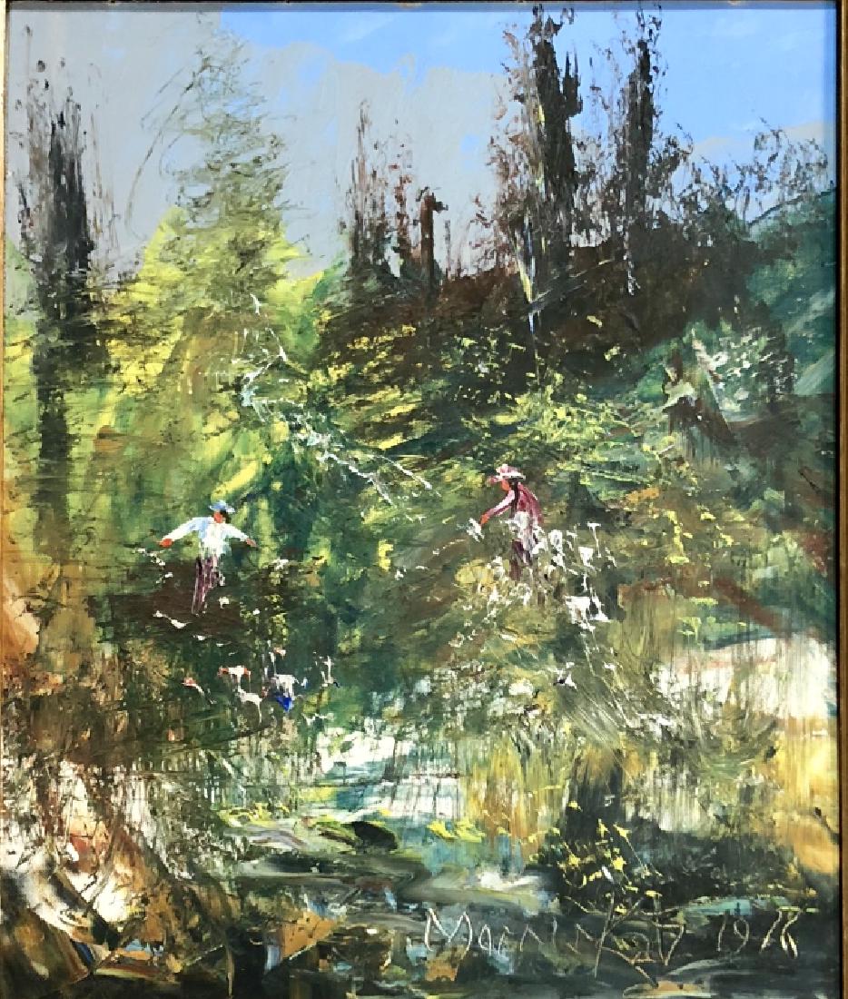 VINTAGE MORRIS KATZ OIL ON CANVAS BOARD: 27"WX32"H GOOD CONDITION