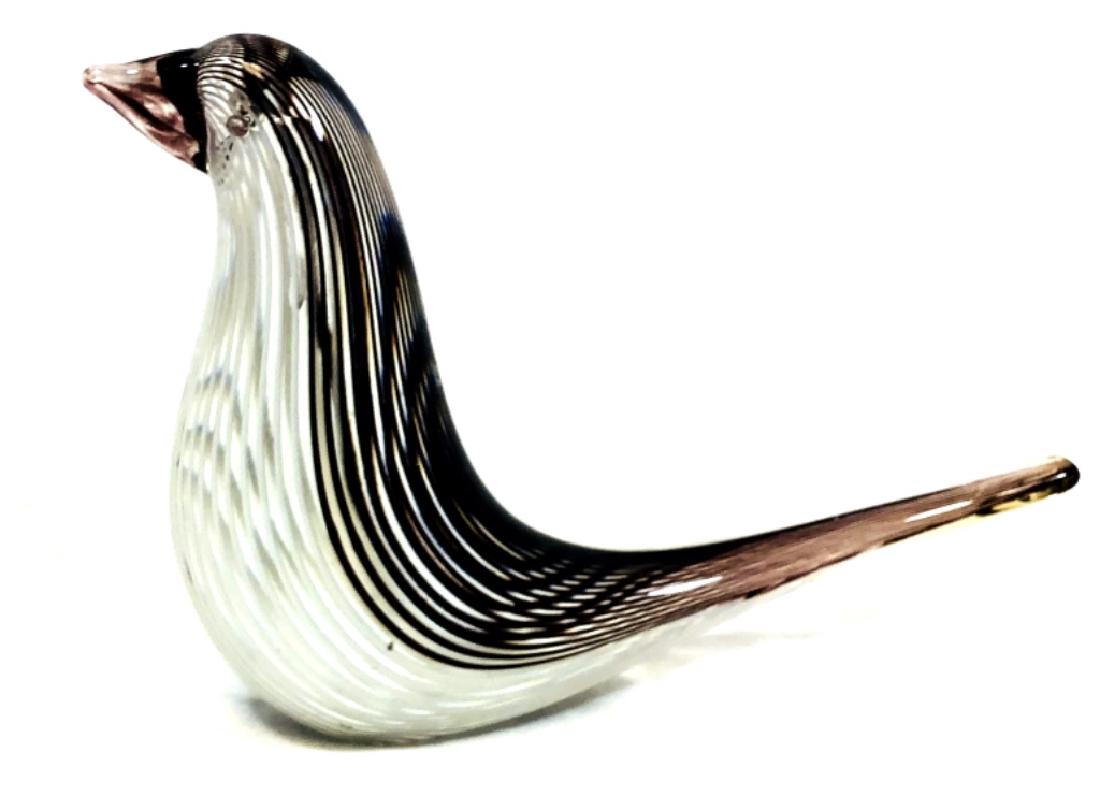 LAVENDAR AND PEARL STRIPE MURANO BIRD SCULPTURE (1 of 1)