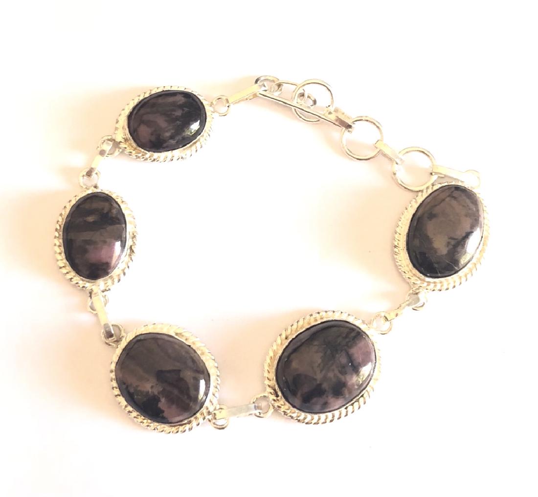 HANDMADE STERLING SMOOTH AGAE GEMSTONE BRACELET (1 of 1)