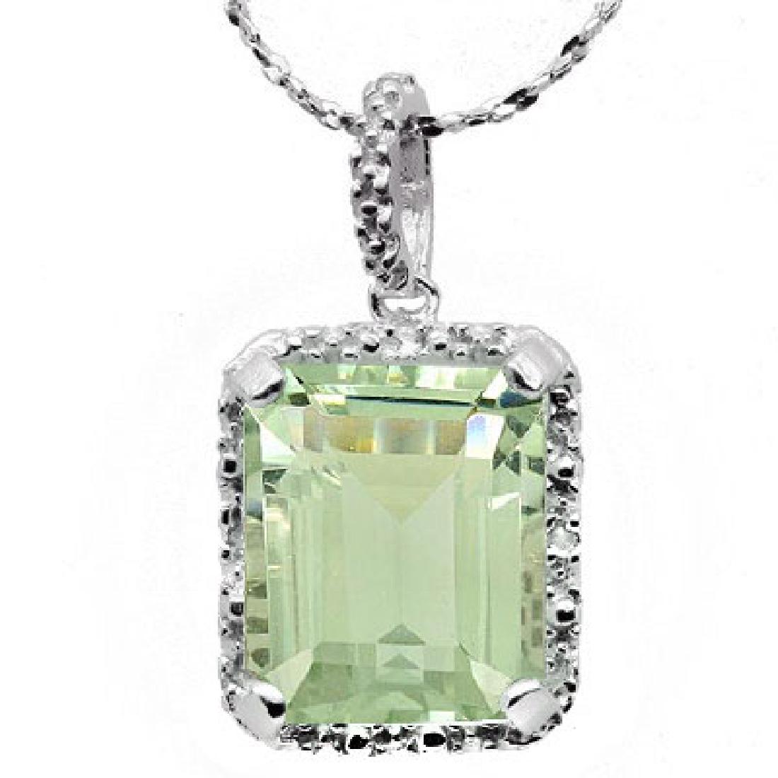 PRECIOUS 5CT BAGUETTE GREEN AMETHYST PENDANT NCKLC (1 of 1)