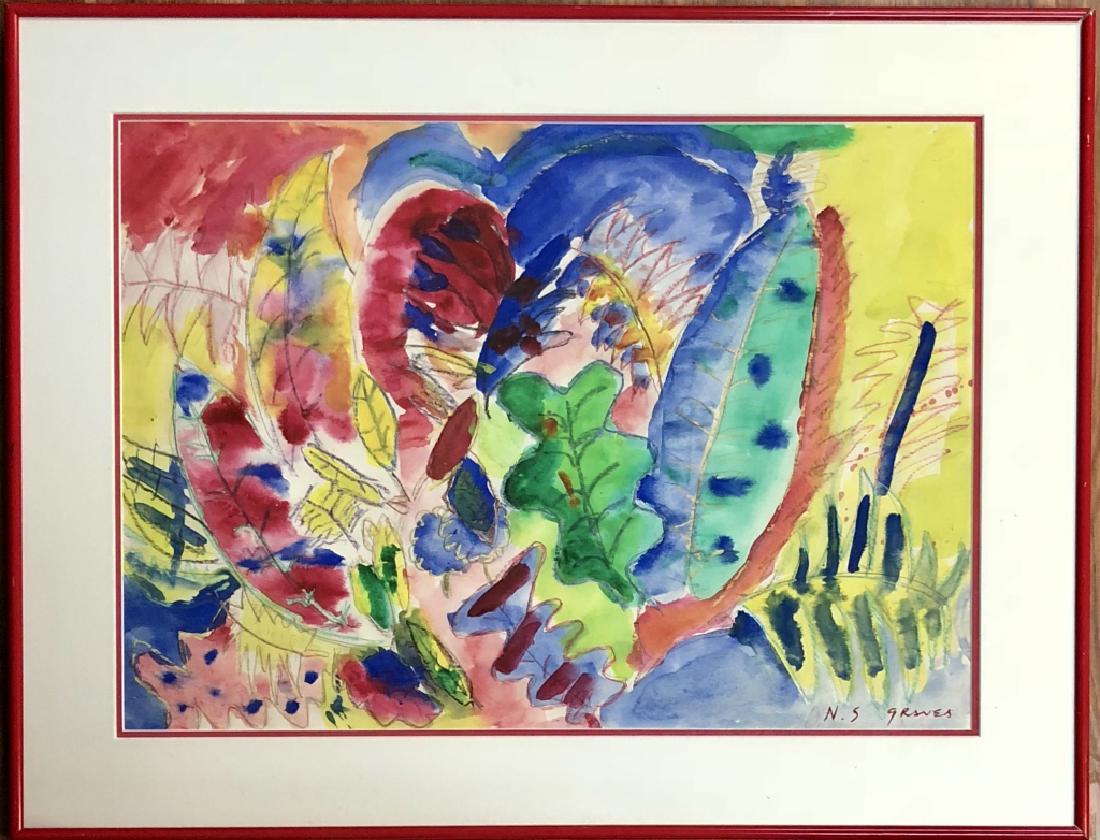 SIGNED NANCY GRAVES MIXED MEDIA ON PAPER V$1,100: 21"HX28"W MINT CONDITION, SIGNED