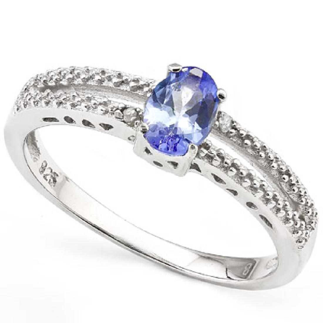 CLASSIC OVAL CUT .50CT TANZANITE STERLING RING (1 of 1)