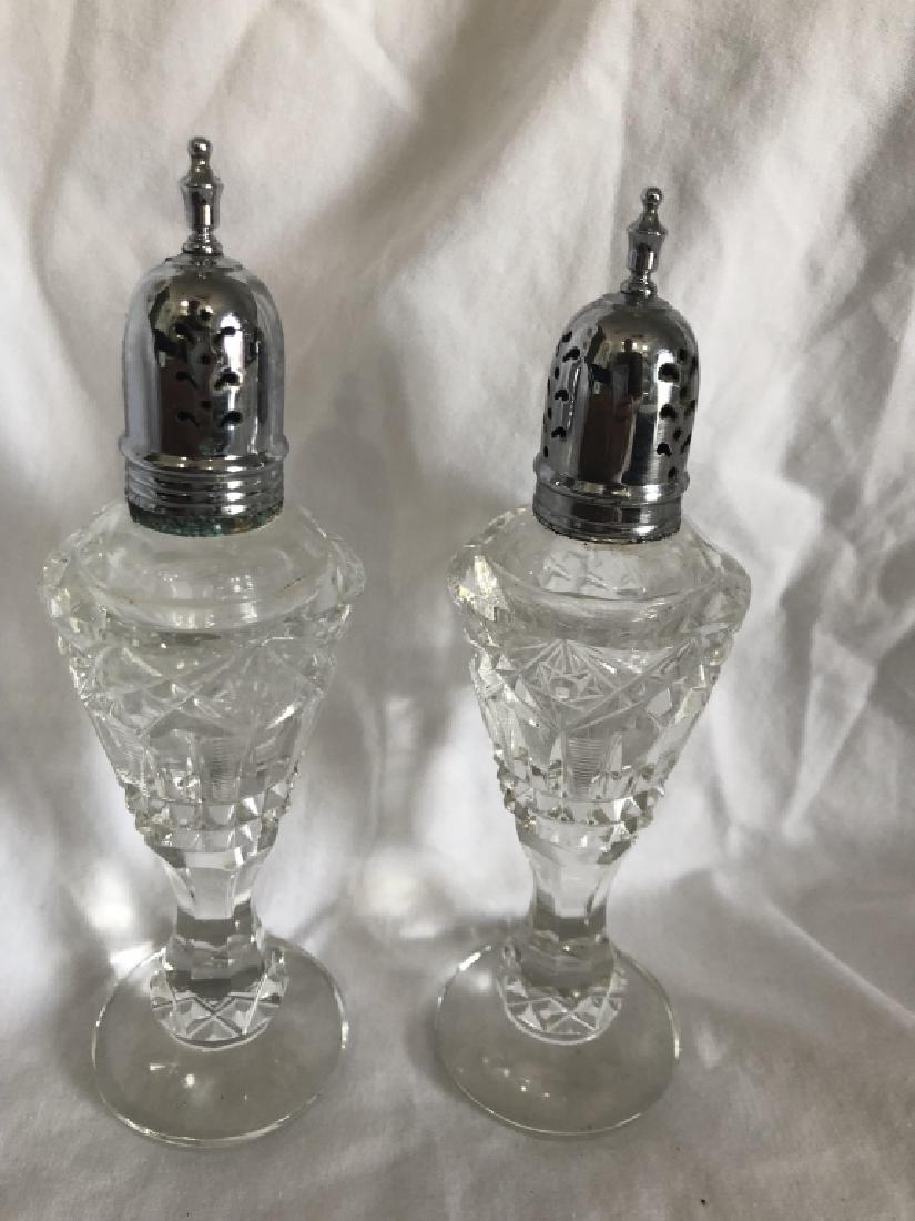 VINTAGE CZECH CUT SALT AND PEPPER SHAKERS: GOOD CONDITION