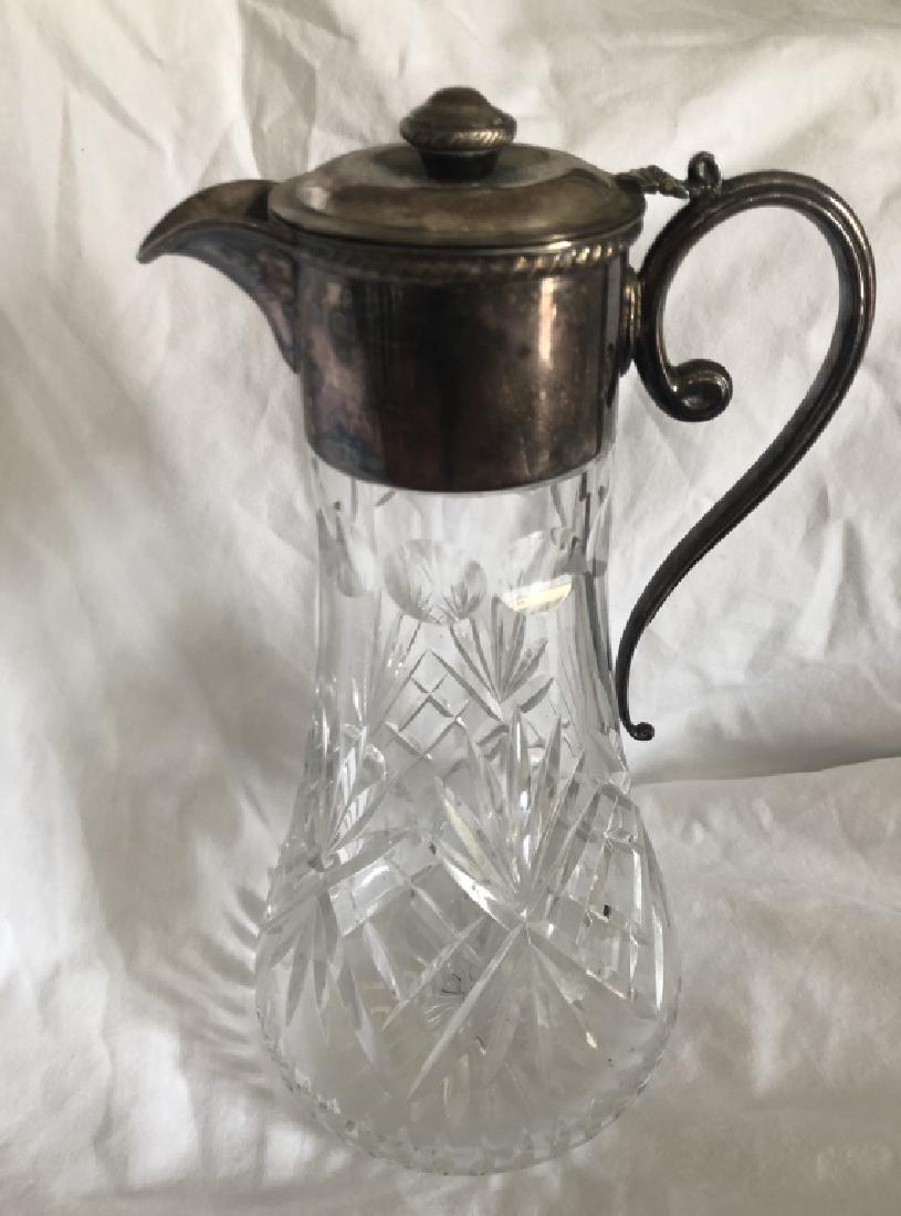BEAUTIFUL VINTAGE CZECH CUT GLASS PITCHER: 9" GOOD CONDITION