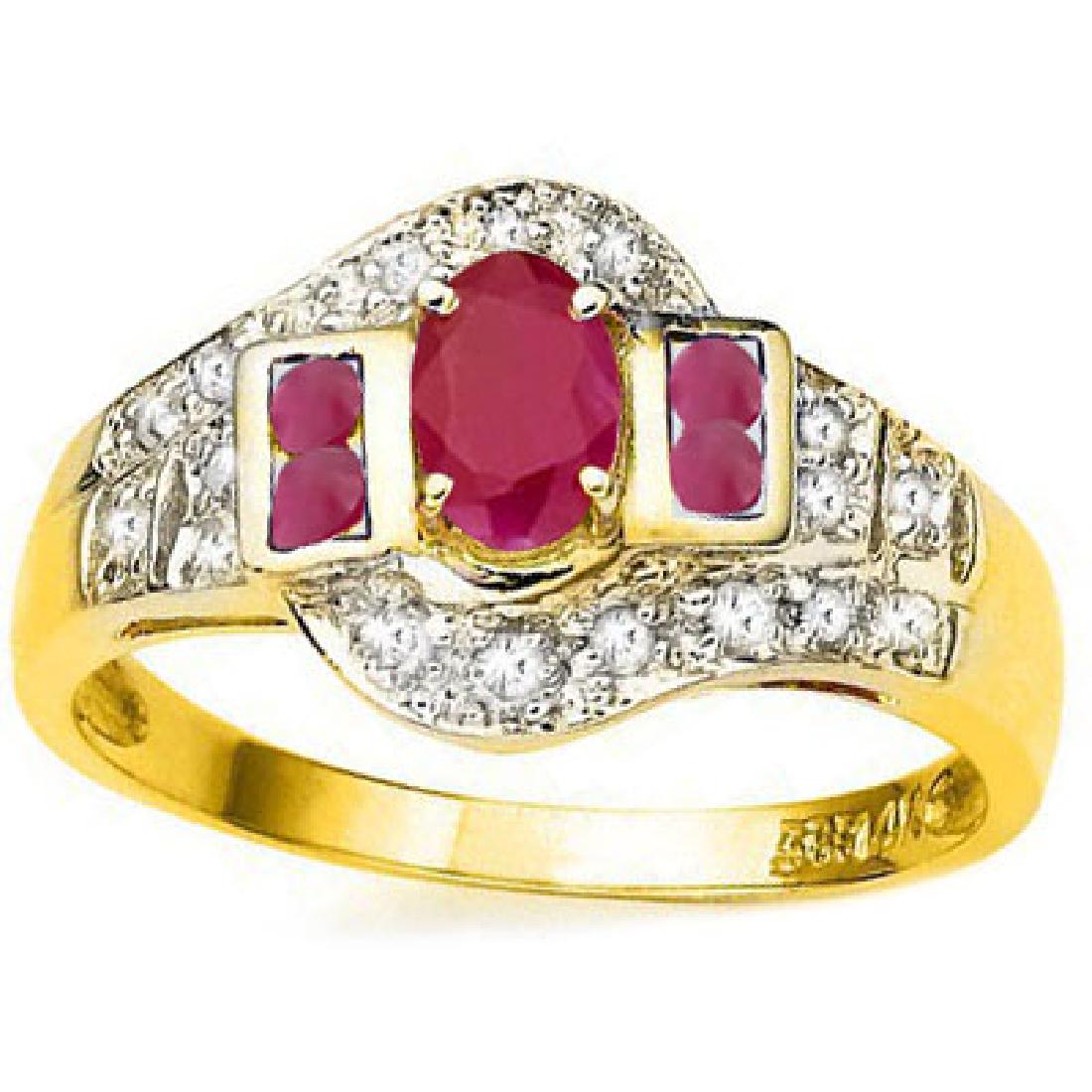 GLAM 10K GOLD GENUINE 1CT RUBY/DIAMOND ACCENT RING (1 of 1)