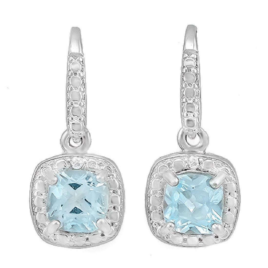 GORGEOUS 1CT SWISS BLUE TOPAZ DANGLE EARRINGS (1 of 1)