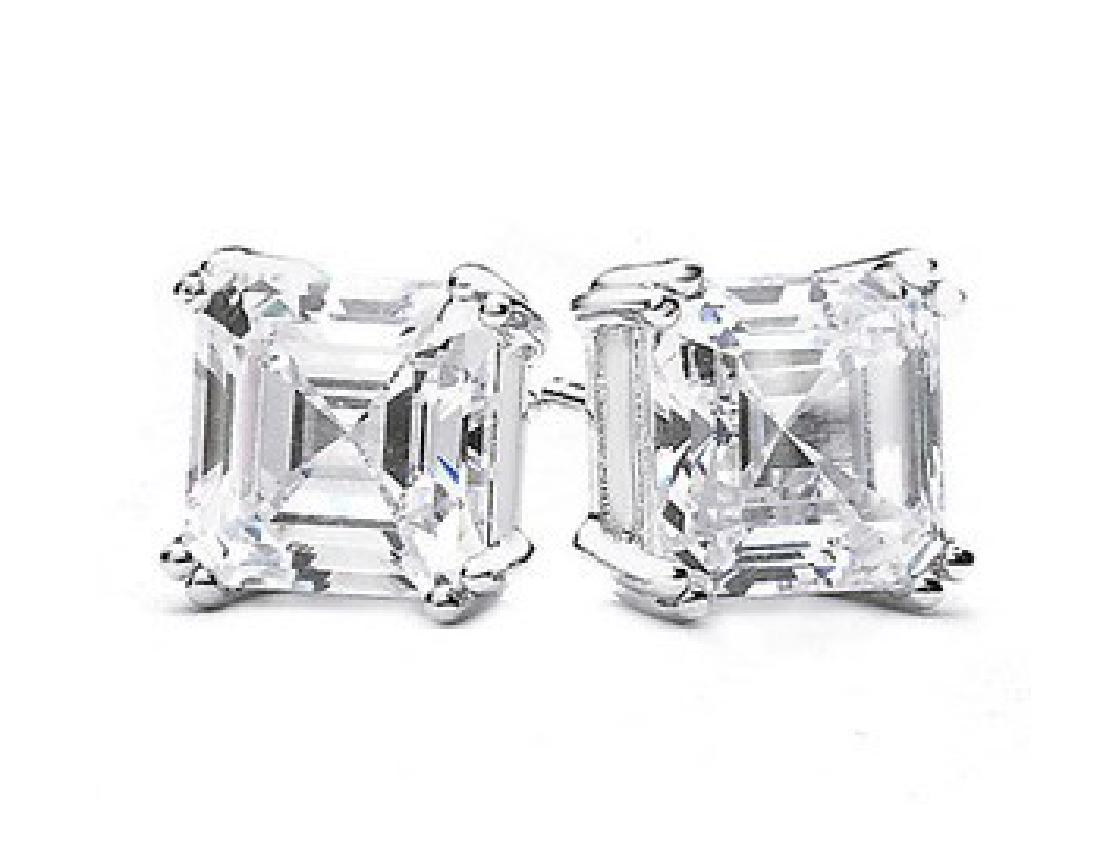ELEGANT 2CT WHITE TOPAZ BAGUETTE EARRINGS (1 of 1)