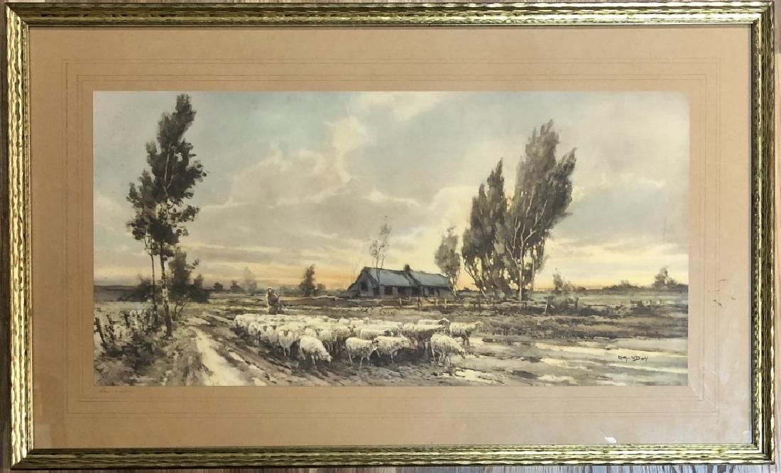 PENCIL SIGNED ARTHUR VIDAL DIEHL LITHOGRAPH: 21"HX35"W FRAMED AND MATTED MINT CONDITION