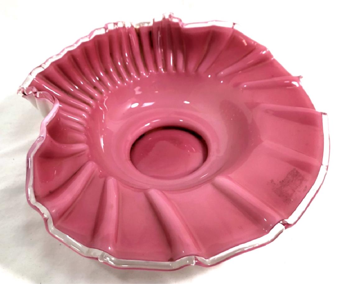 PRETTY PINK VINTAGE MURANO FOLDED RUFFLE BOWL (1 of 1)