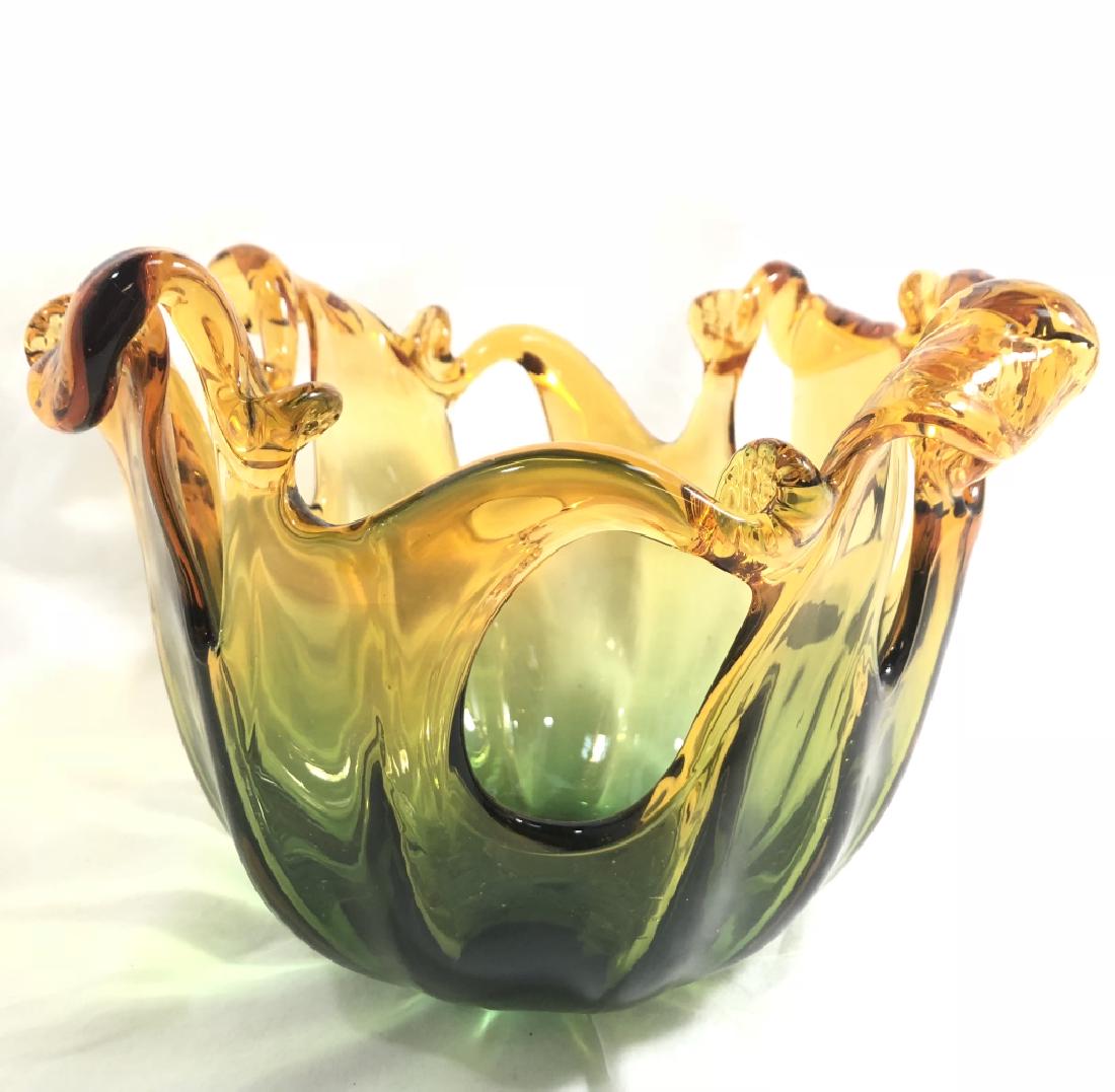 FABULOUS MURANO ABER TO GREEN DECO GLASS BOWL (1 of 1)