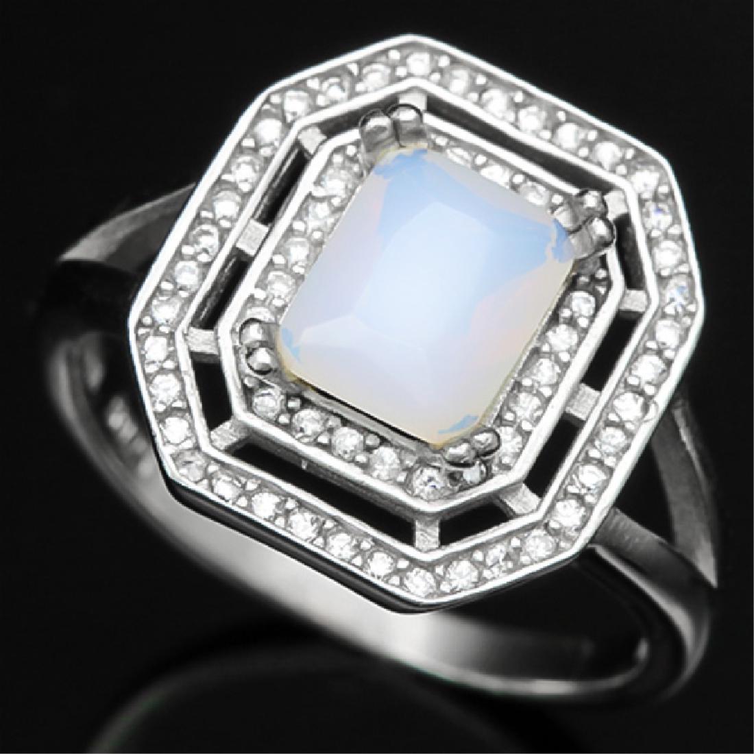 GLAM ART DECO FIRE OPAL STERLING SILVER RING (1 of 1)