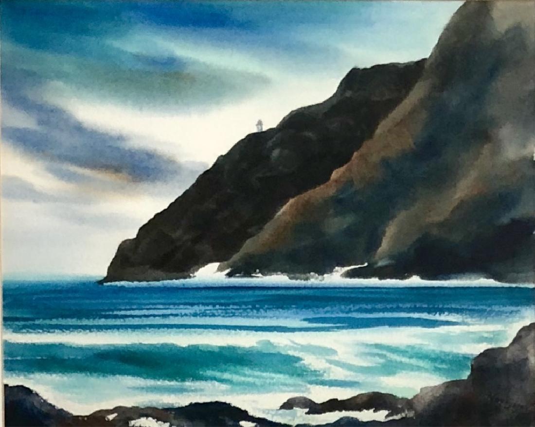 VINTAGE FRAMED S.HASENYAGER SEASCAPE LITHOGRAPH (1 of 2)