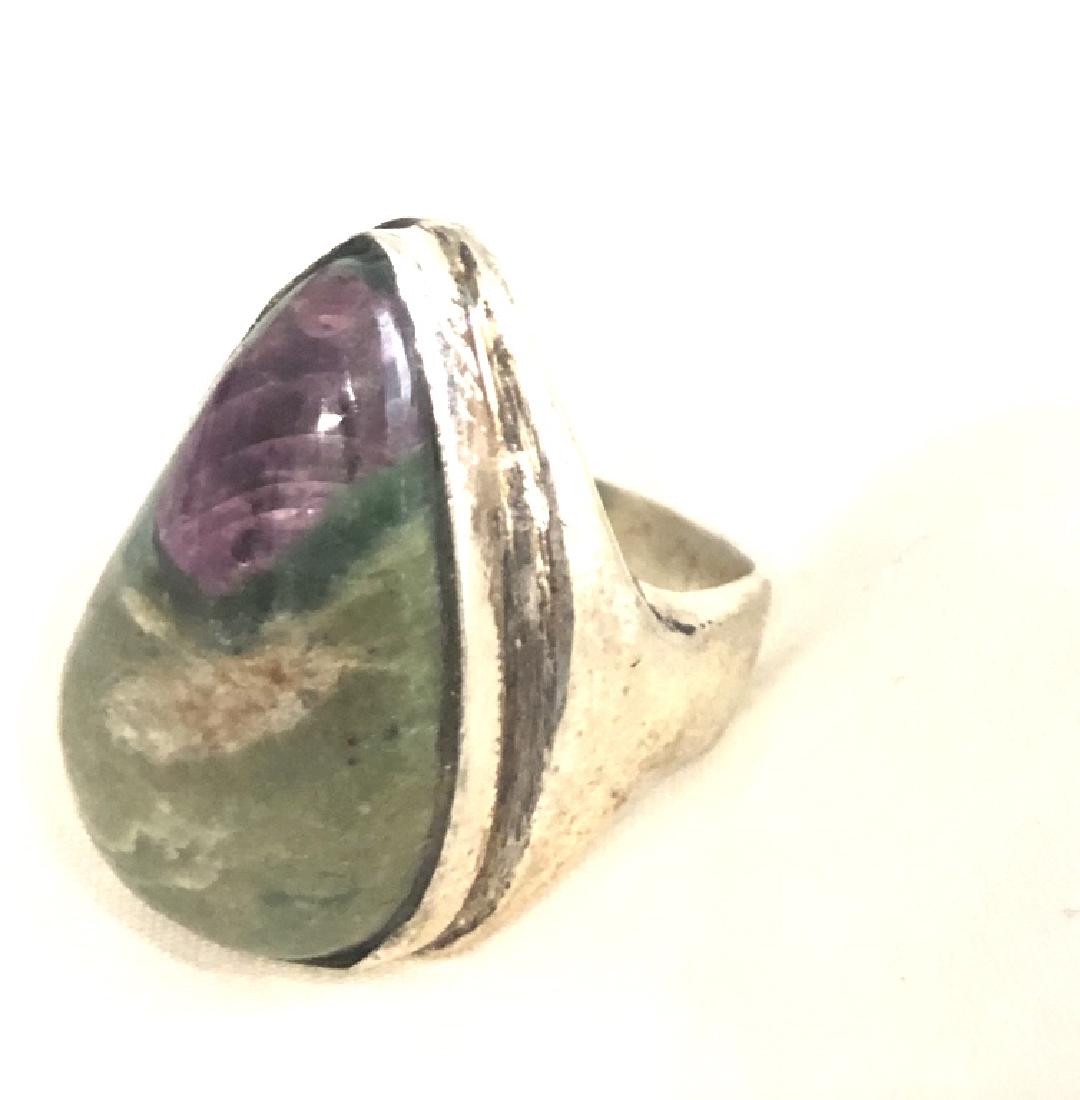 VINTAGE STERLING SILVER 7CT JASPER GEMSTONE RING (1 of 1)