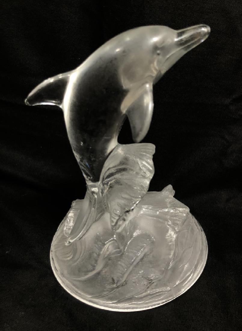 LOVELY CRYSTAL DOLPHIN SCULPTURE: 7"H MINT CONDITION