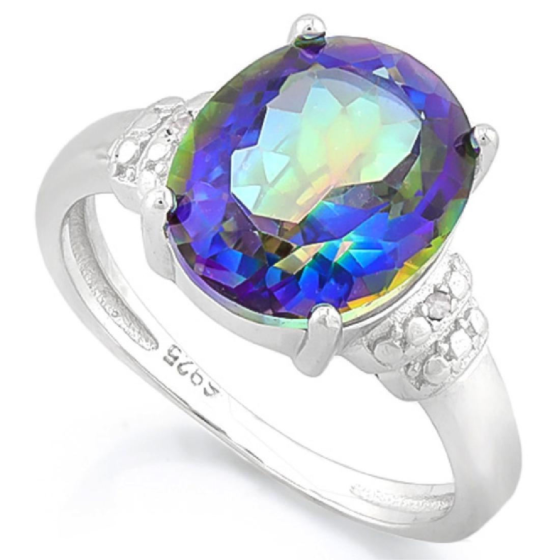 STUNNING 3CT OCEAN MYSTIC TOPAZ OVAL SET RING (1 of 1)