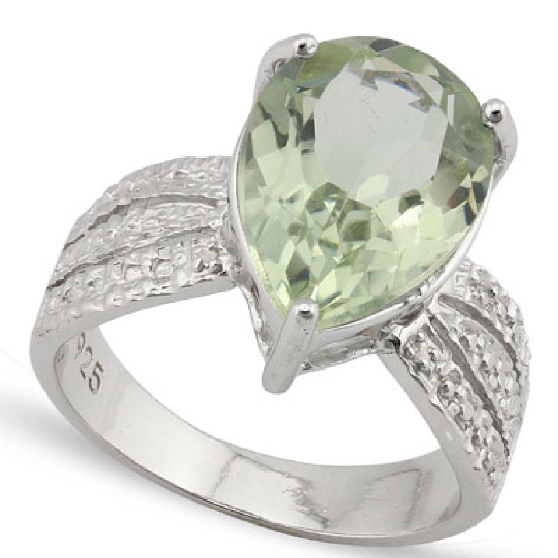 HUGE 4.5CT LIGHT GREEN PEAR CUT AMETHYST RING (1 of 1)