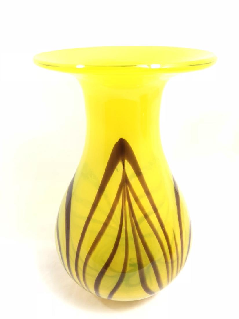STUNNING BRIGHT YELLOW MURANO PULLED LINES VASE (1 of 1)