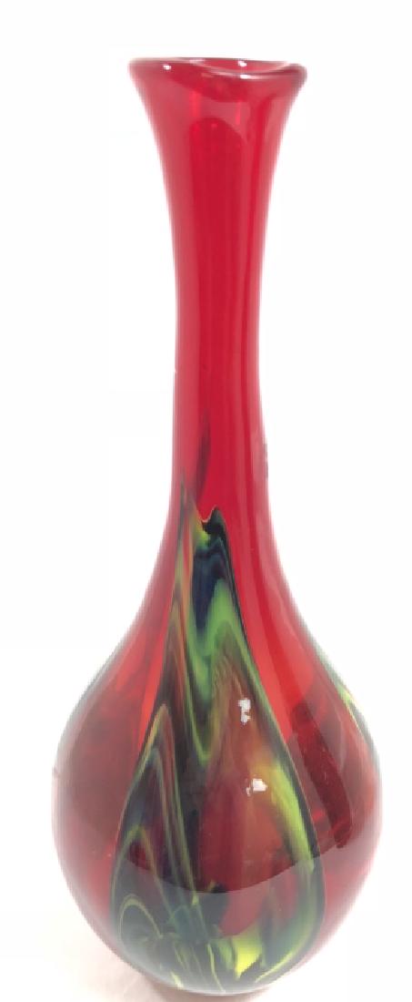 GORGEOUS ARTIST SIGNED BRIGHT RED ABSTRACT VASE (1 of 1)