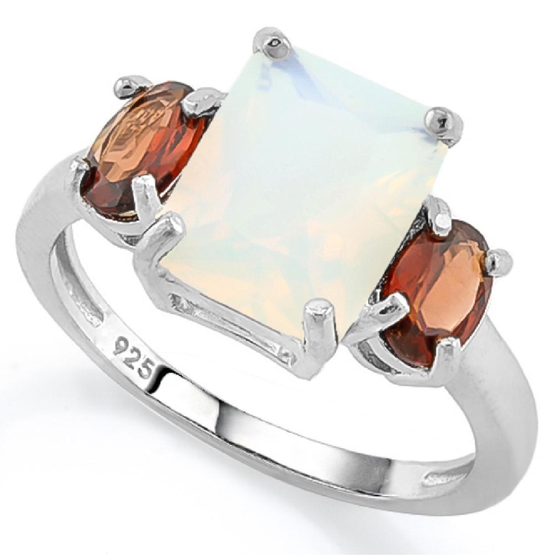 STUNNING FIRE OPA/RED GARNET ACCENT ESTATE RING (1 of 1)