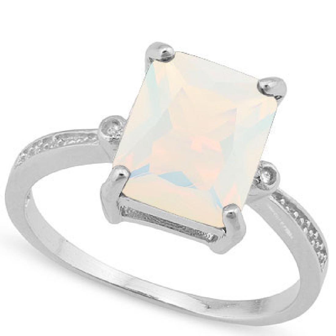 GLAM BAGUETTE CUT 2CT FIRE OPAL STERLING RING (1 of 1)